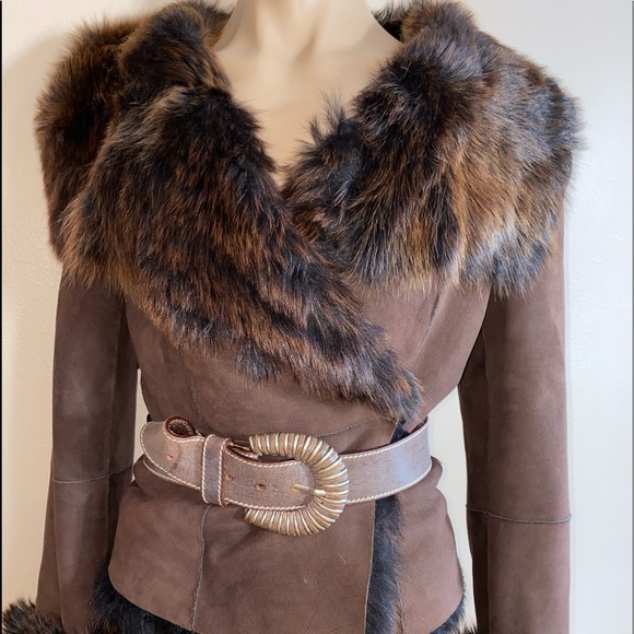 Lamb Shearling Coat 7 For All Mankind Sz S Y2K vintage Old Money Boho Hippie New - Picture 4 of 9